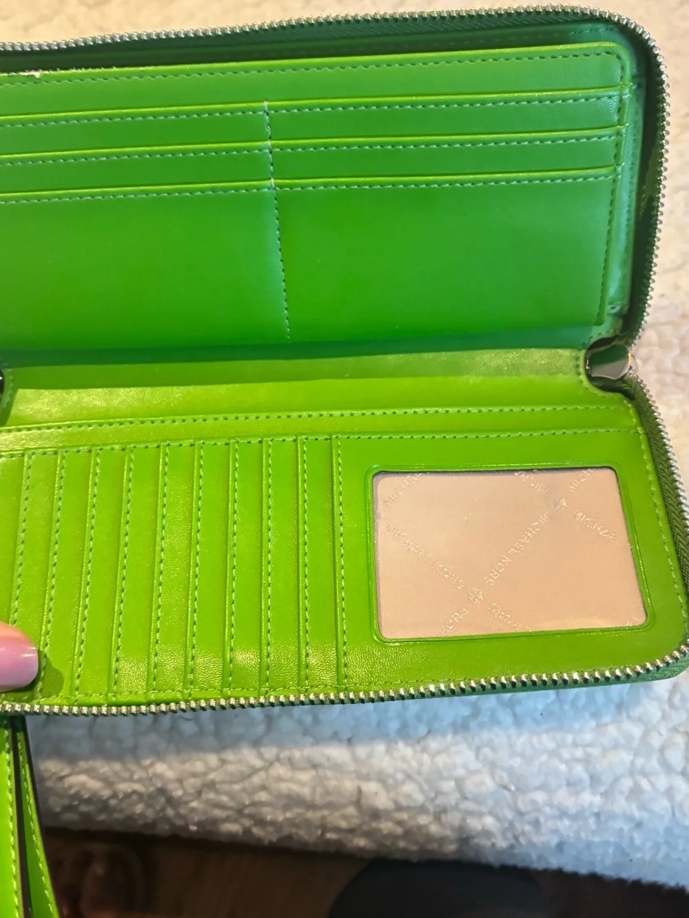 Michael Kors Lime Green and White Zebra Print Wristlet